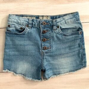 Lucky Brand Girls High Waist Button Up Distressed Jean Shorts Size 14